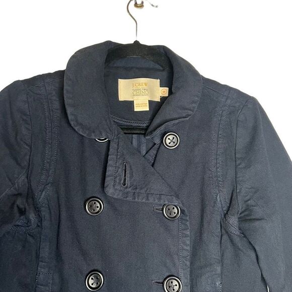 J. Crew Classic Twill Chino Coat Double Breasted 0 navy blue - Picture 12 of 16